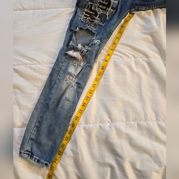 XWAY Jeans Teen 13/14 Skinny Ankle Stitched Distressed Stretch Denim 25x25.5 - Picture 3 of 14